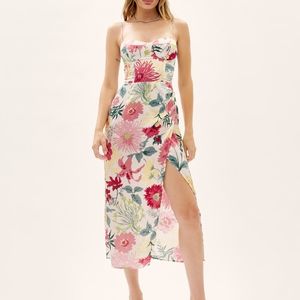 NWT Reformation silk floral marguerite kourtney slip dress in Florentina